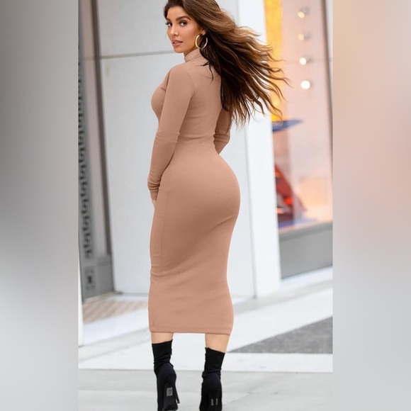 Sexy Bodycon Dress Turtleneck Long Sleeve Size Medium - Picture 3 of 5